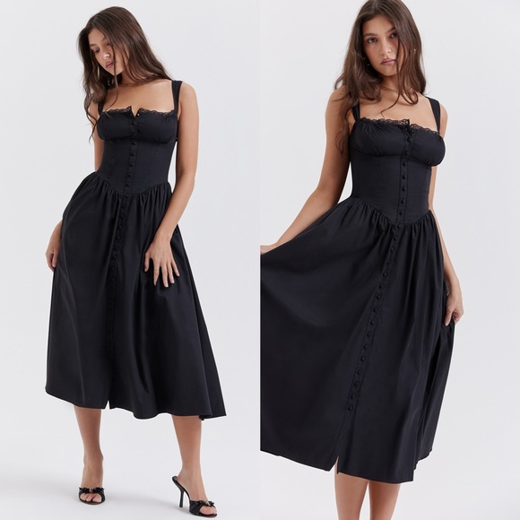 HOUSE OF CB 'Tatiana' Black Midi Sundress - Picture 3 of 12